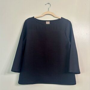 Chico's Knit Ribbed Black Pullover Top Shirt Soft 3/4 Sleeve